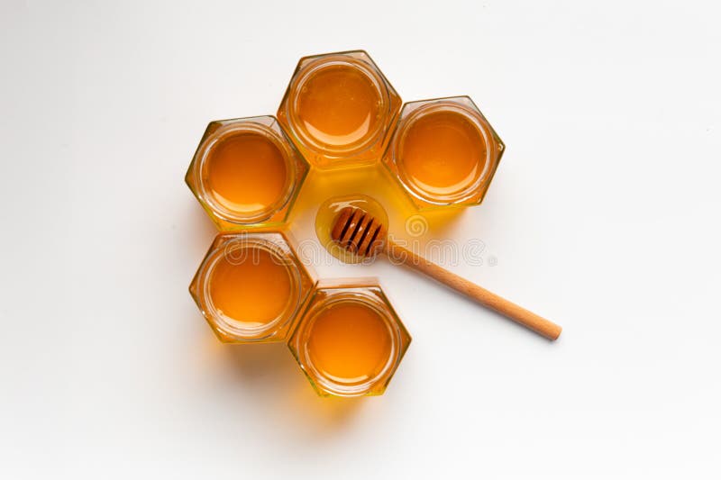 Composition from Different Jars with Honey on Isolation Stock Image Image of glass, fresh