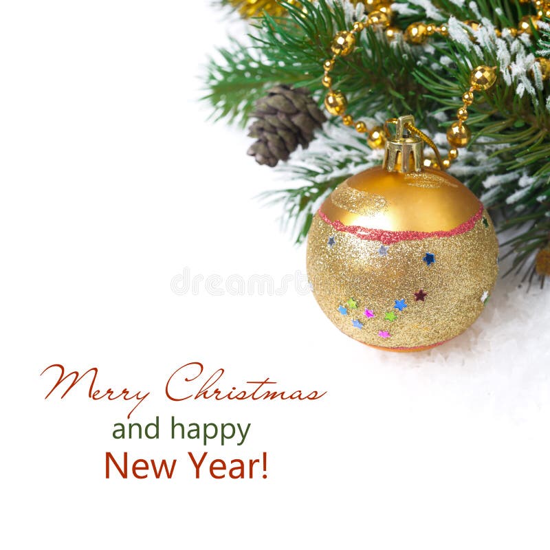 Composition with fir branches, pine cones and Christmas ball