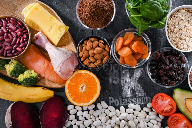 Composition with Food Products Rich in Potassium Stock Image Image of