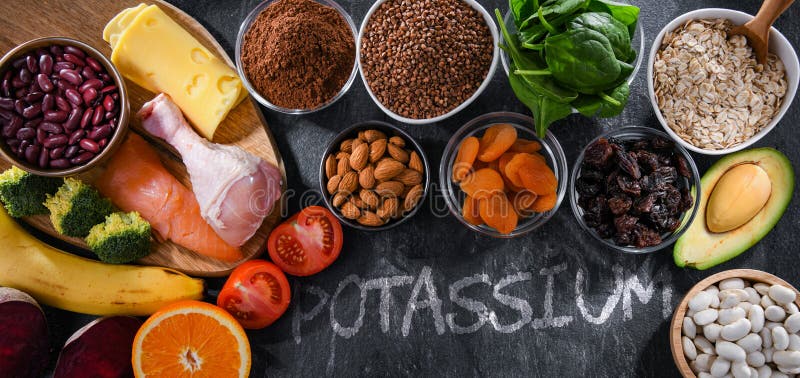 Composition with Food Products Rich in Potassium Stock Photo Image of