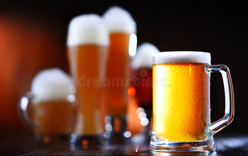 Composition with Glasses of Beer of Various Kinds Stock Image Image of alcoholism, tradition