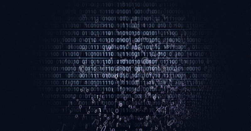 Composition of globe formed with binary coding on black background vector illustration
