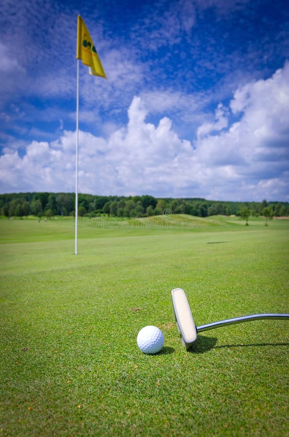 Composition on golf green stock image