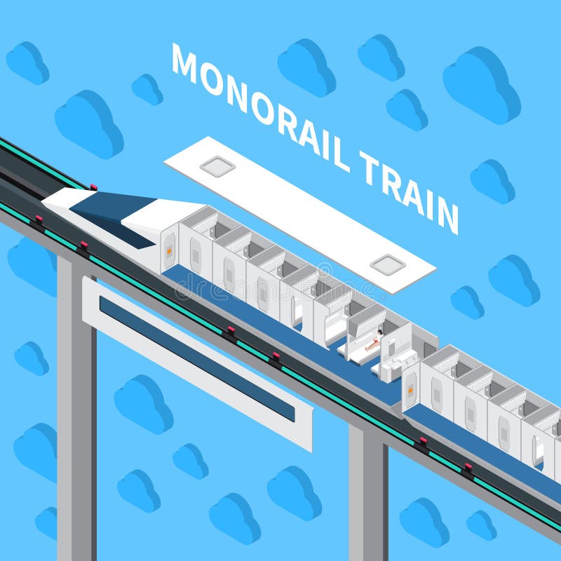 Composition isométrique en train de monorail illustration de vecteur Composition isométrique en train de monorail illustration de vecteur