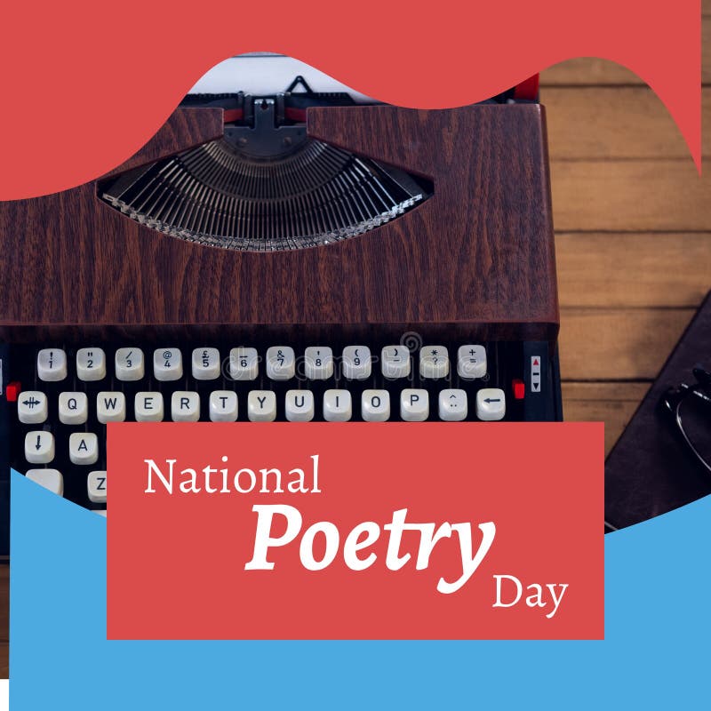 Composition of National Poetry Day Text Over Typewriter Stock Photo