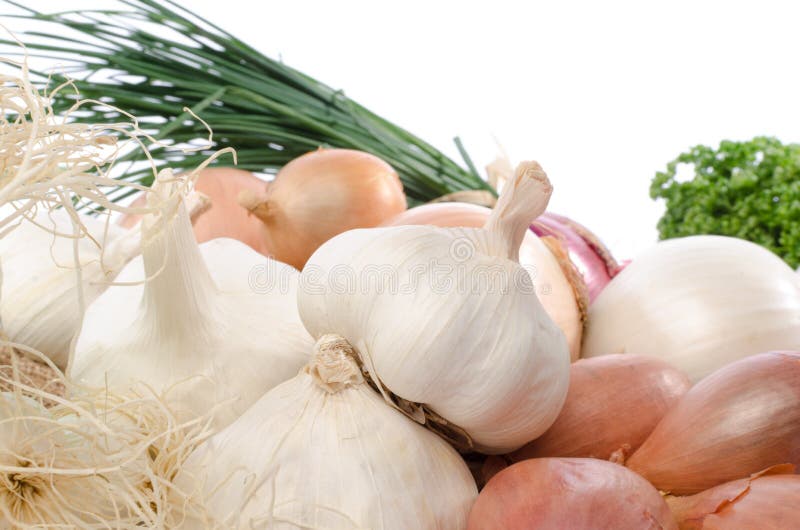 Composition with Onions, Garlic and Shallots Stock Image Image of