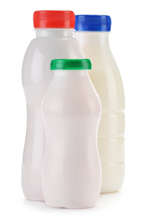 Composition Plastic Bottles Milk Products Stock Photos Free & Royalty