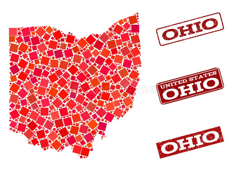 Mosaic Map of Ohio State and Grunge School Seal Composition