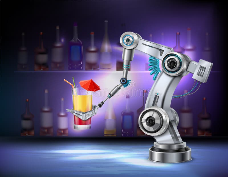 Composition réaliste en bras robotique illustration stock Composition réaliste en bras robotique illustration stock
