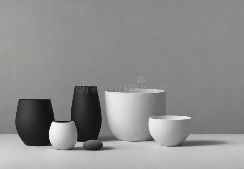 Composition of simple objects against plain grey background. Ai Generative. Plain objects illustrations