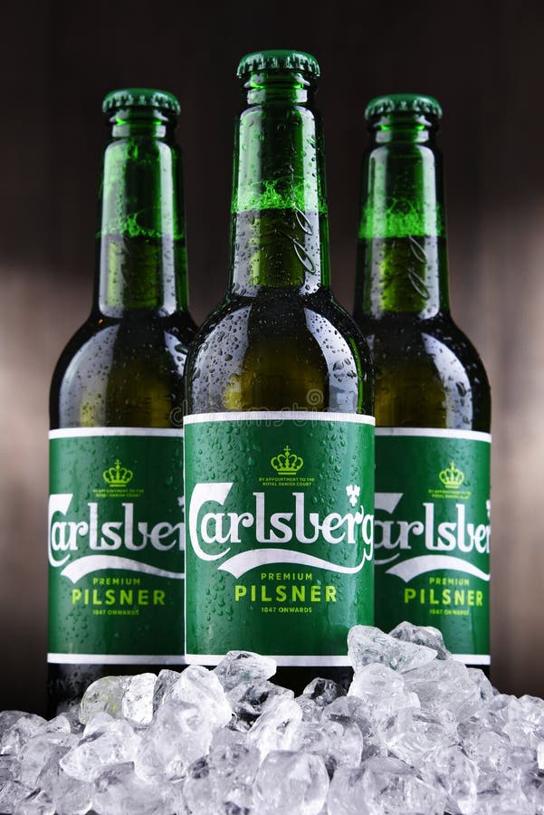 Composition with three bottles of Carlsberg beer