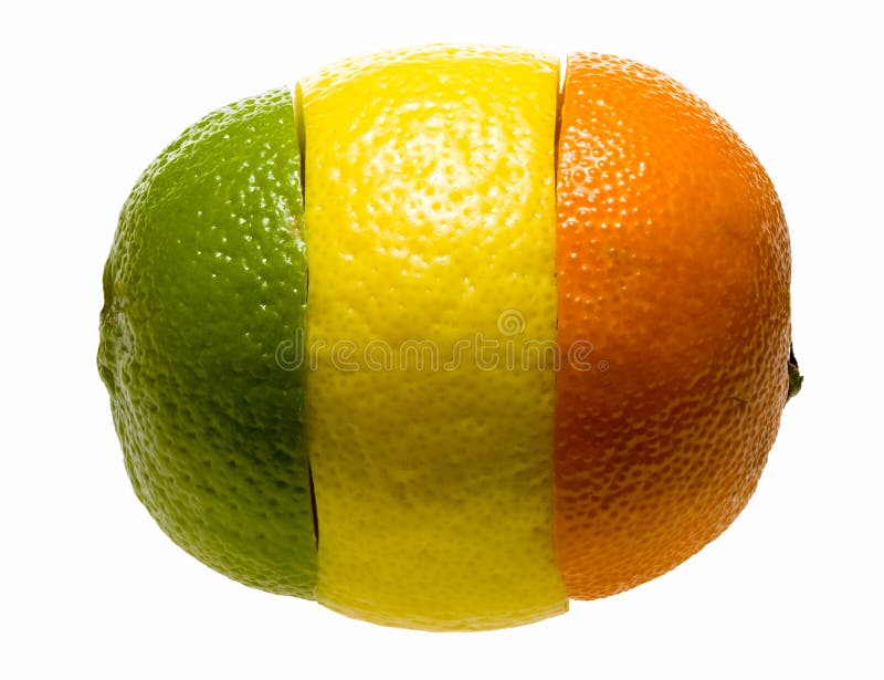 Composition made of orange, lemon and lime pieces. Composition made of orange, lemon and lime pieces