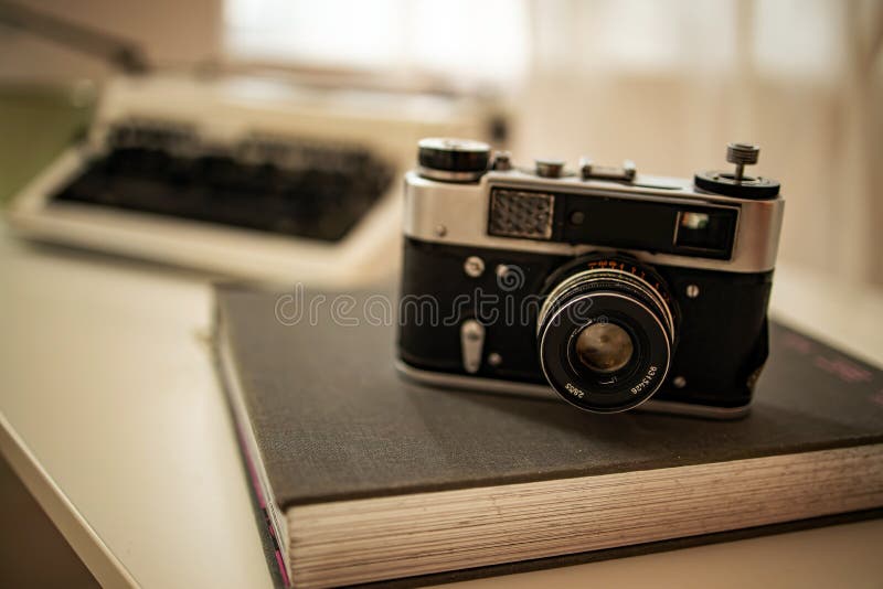 Composition of Typewriter and Vintage Camera Stock Image Image of romantic, classic 200819717