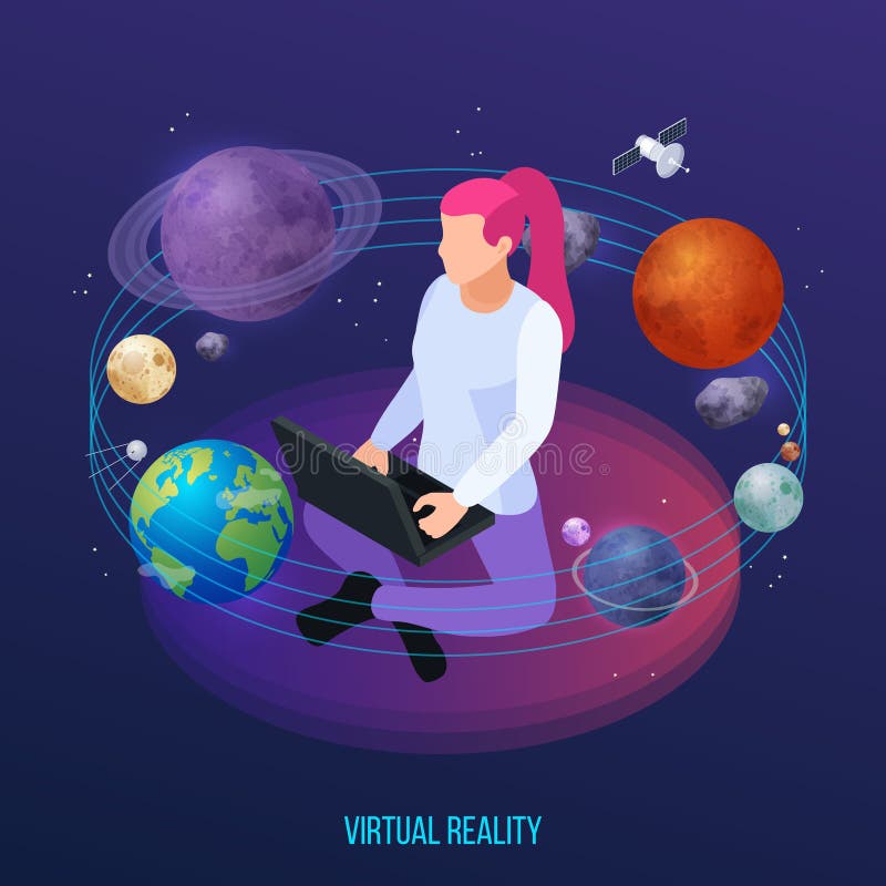 Composition virtuelle en réalité de l'espace illustration de vecteur Composition virtuelle en réalité de l'espace illustration de vecteur