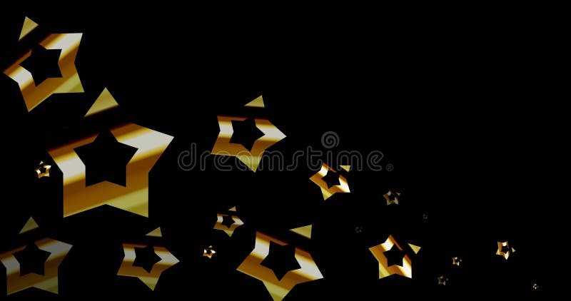 Composito digitale di forme a stella dorata con spazio di copia su fondo nero. festività natalizie e design.