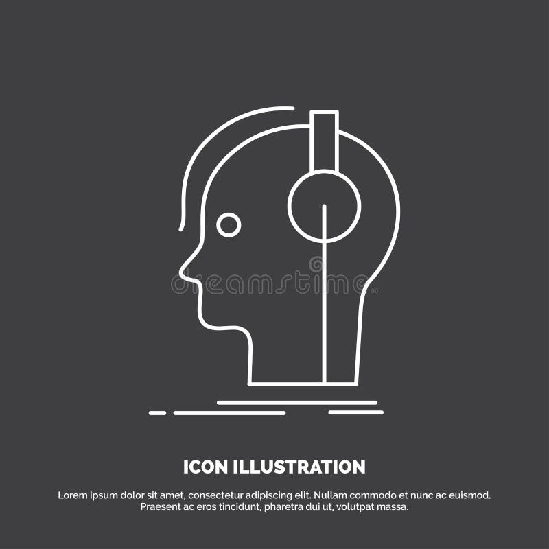 Compositor, auriculares, m? sico, productor, icono de los sonidos L? nea s? mbolo del vector para UI y UX, p? gina web o aplicaci? n m libre illustration