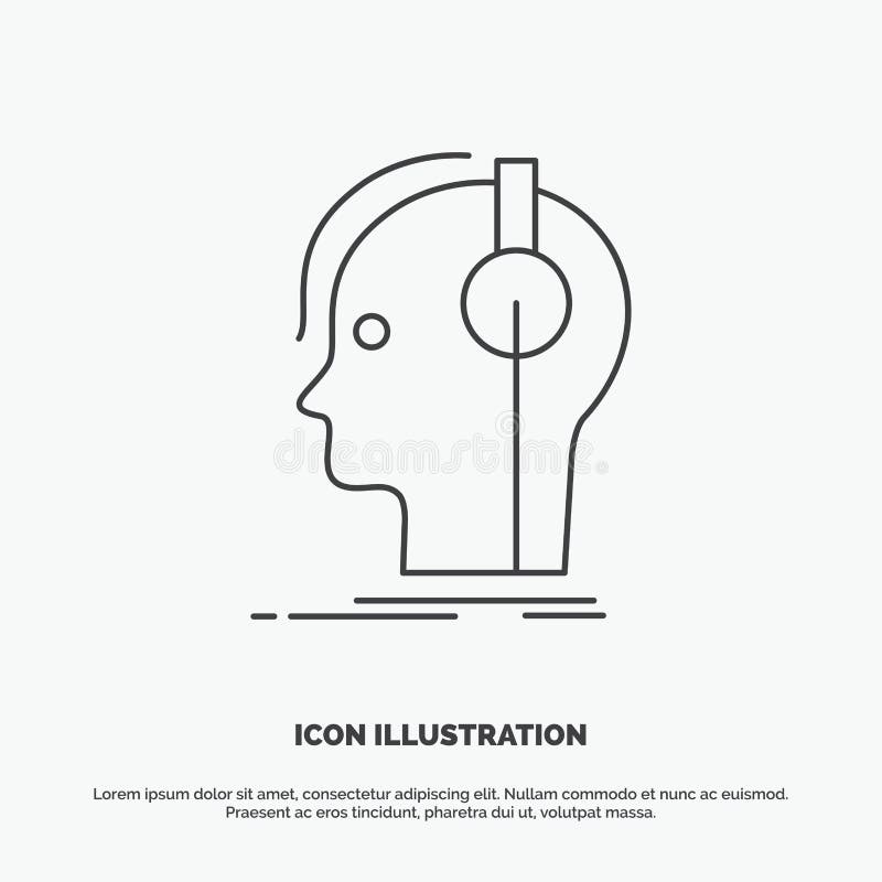 Compositor, auriculares, m? sico, productor, icono de los sonidos L? nea s? mbolo gris del vector para UI y UX, p? gina web o aplicac libre illustration