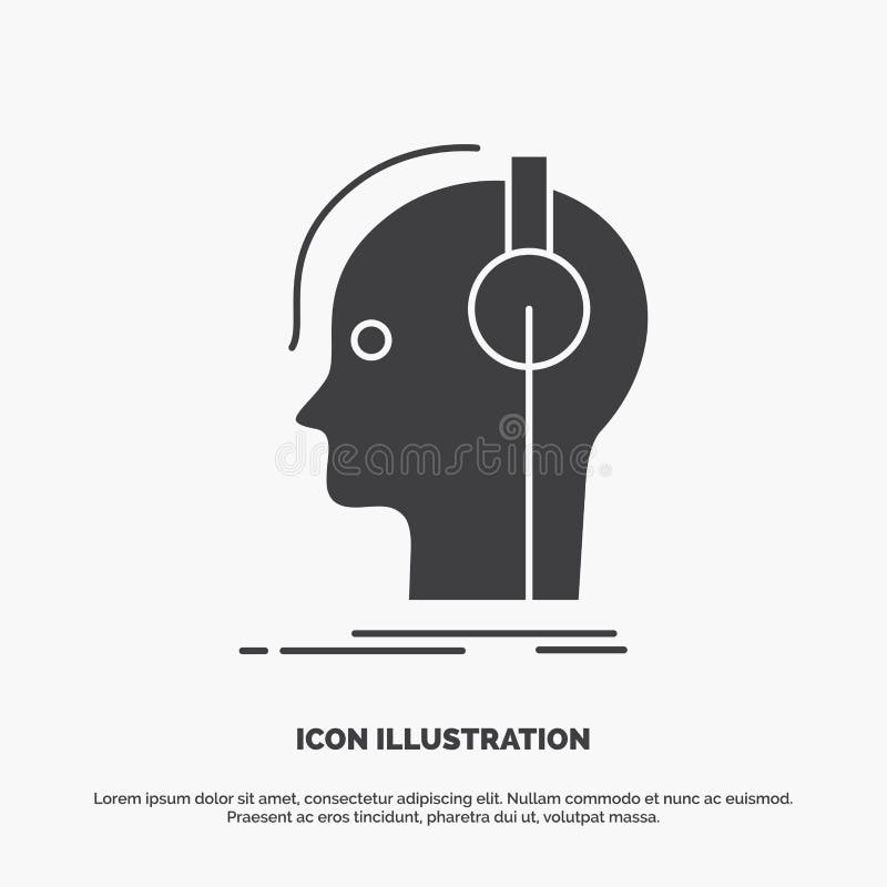 Compositor, auriculares, m? sico, productor, icono de los sonidos s? mbolo gris del vector del glyph para UI y UX, p? gina web o apl stock de ilustración