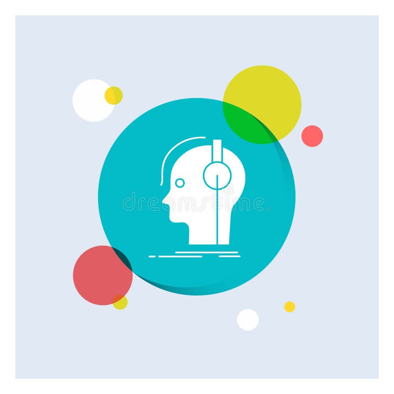 Compositor, auriculares, músico, productor, fondo colorido del círculo del icono blanco sano del Glyph libre illustration