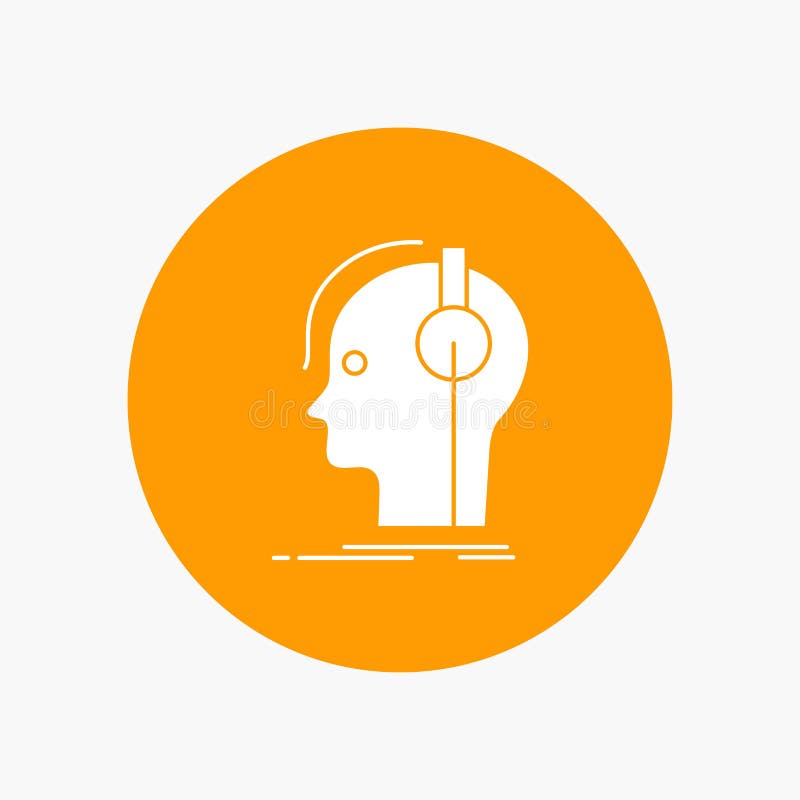 Compositor, auriculares, músico, productor, icono blanco sano del Glyph en círculo Ejemplo del bot? n del vector stock de ilustración