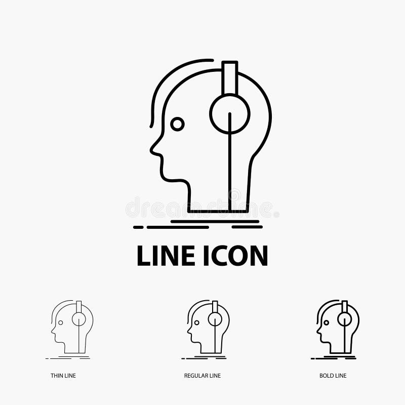 Compositor, auriculares, músico, productor, icono de los sonidos en la línea estilo fina, regular e intrépida Ilustraci? n del vec ilustración del vector