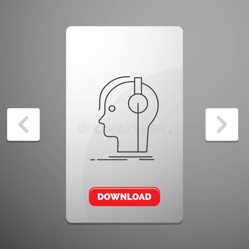Compositor, auriculares, músico, productor, línea icono de los sonidos en diseño del resbalador de las paginaciones de la orgía y libre illustration
