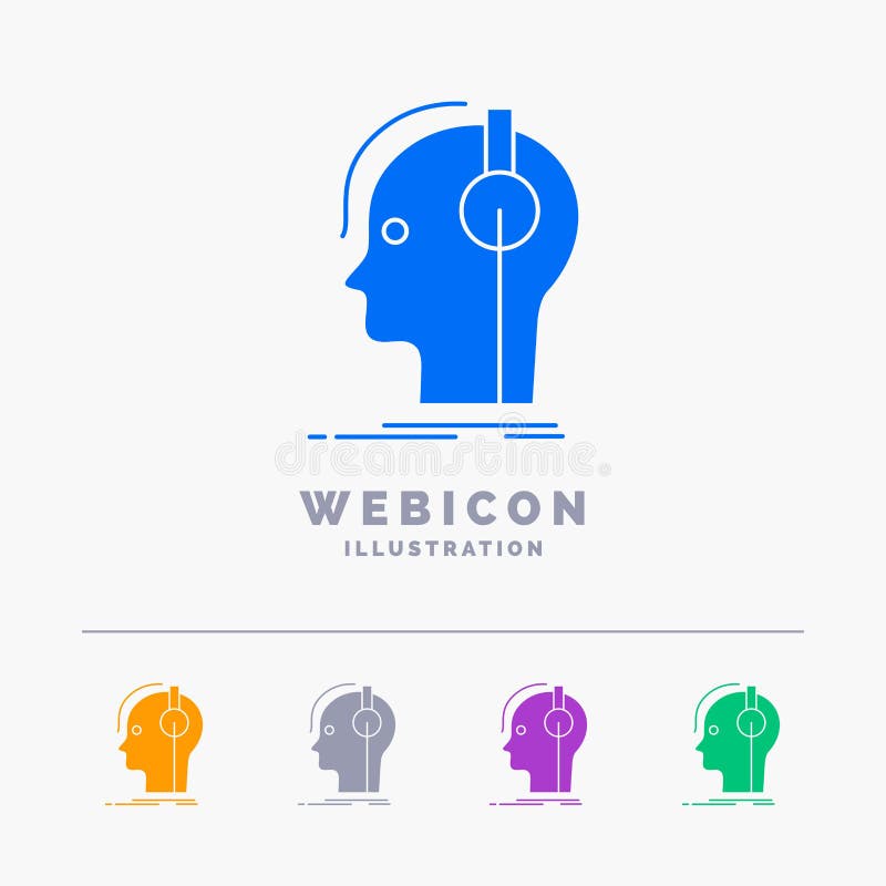 Compositor, auriculares, músico, productor, plantilla del icono de la web del Glyph del color del sonido 5 aislada en blanco Ilus ilustración del vector