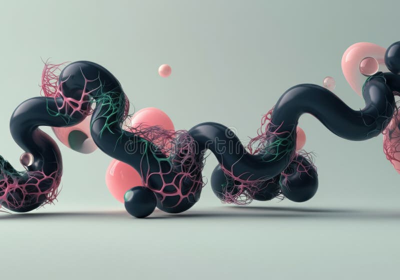 Composizione astratta 3D di forme organiche colorate e forme di flusso immagine stock libera da diritti