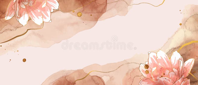 Composizione botanica astratta dell'arte di lusso. progettazione minima delle molle in beige marrone rosa e sfumature d'oro. illustrazione di stock