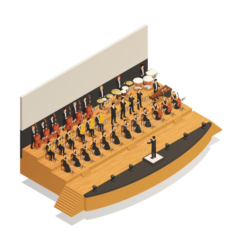 Composizione isometrica nell'orchestra illustrazione vettoriale Composizione isometrica nell'orchestra illustrazione vettoriale