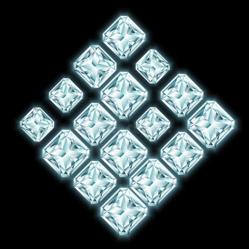 Composizione nel rombo fatta dei diamanti brillanti illustrazione di stock Composizione nel rombo fatta dei diamanti brillanti illustrazione di stock
