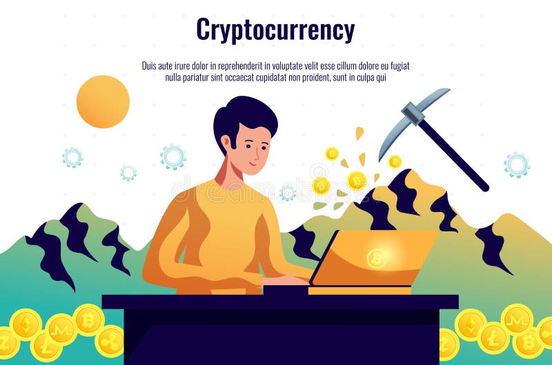 Composizione in orizzontale di estrazione mineraria di Cryptocurrency royalty illustrazione gratis