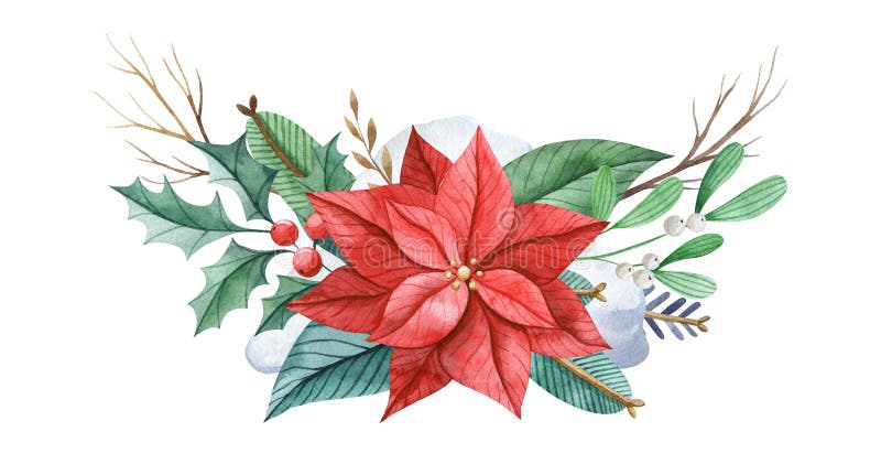 Composizione orizzontale floreale di natale illustrazione vettoriale