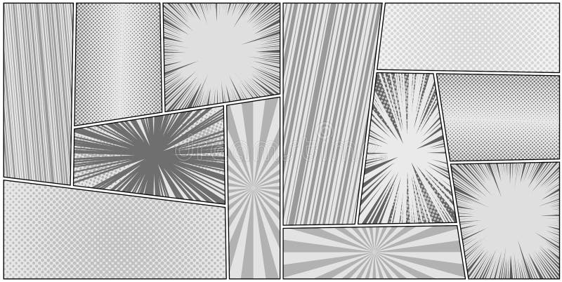 Composizione orizzontale monocromatica nel libro di fumetti illustrazione di stock