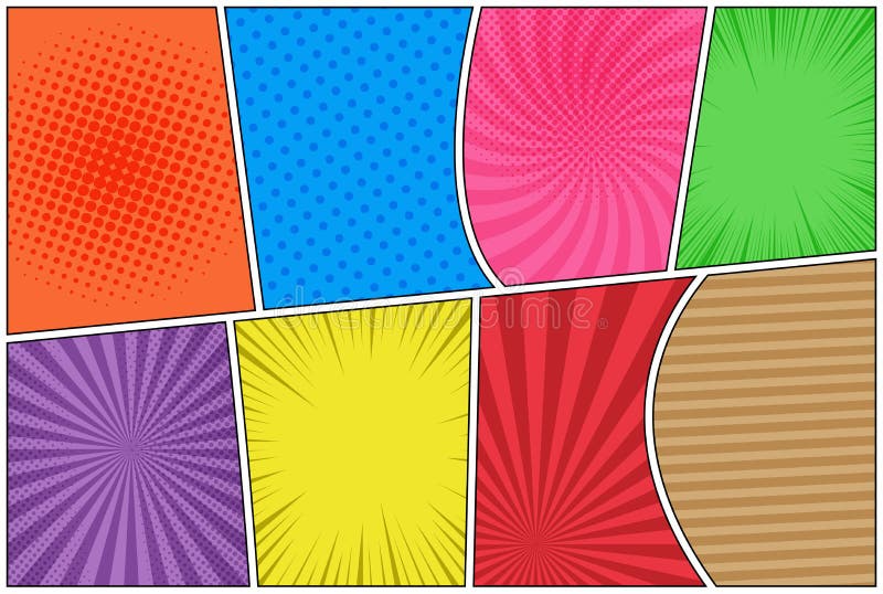 Composizione orizzontale variopinta comica illustrazione vettoriale