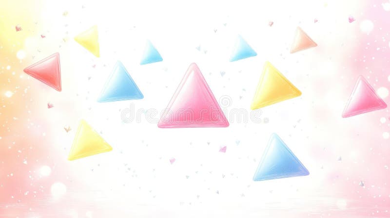 Composizione vibrante di triangoli colorati che galleggiano su uno sfondo eritereo luminoso royalty illustrazione gratis