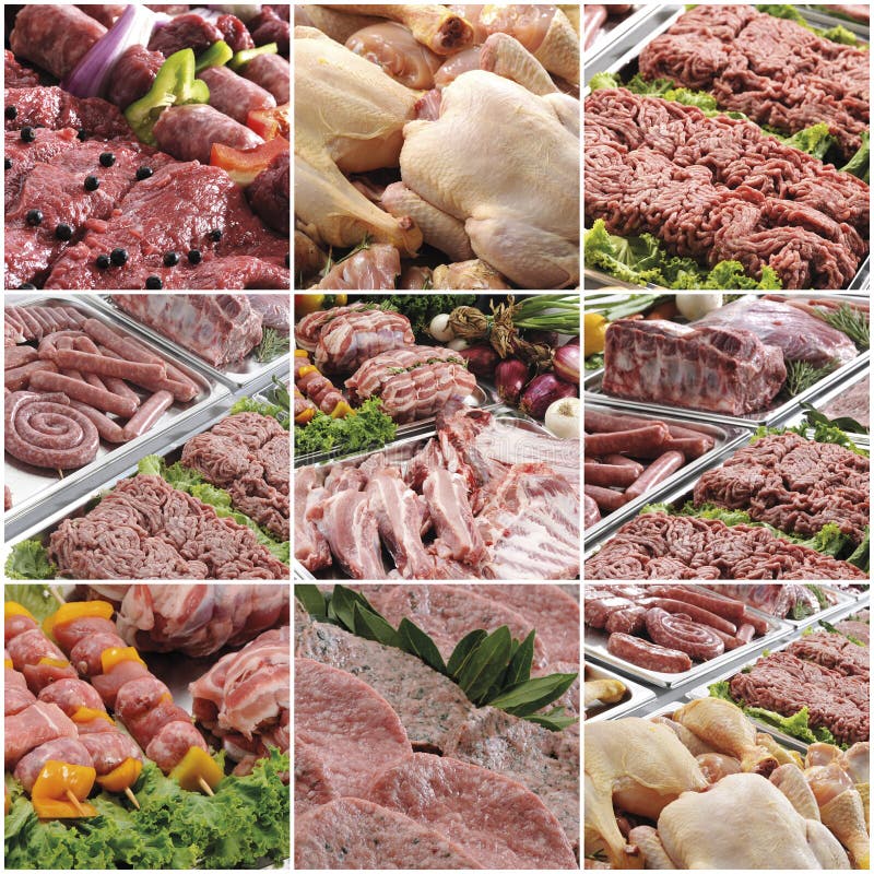 Composition of various meats various collage. Composition of various meats various collage