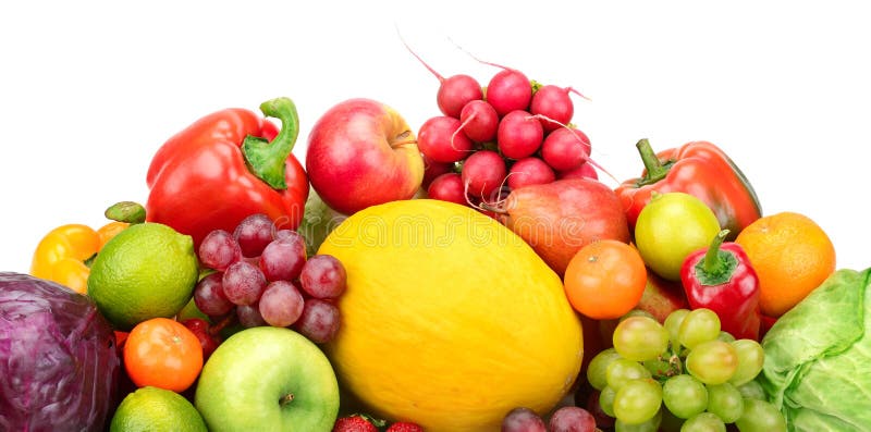 Composition of fruits and vegetables isolated on white background. Composition of fruits and vegetables isolated on white background