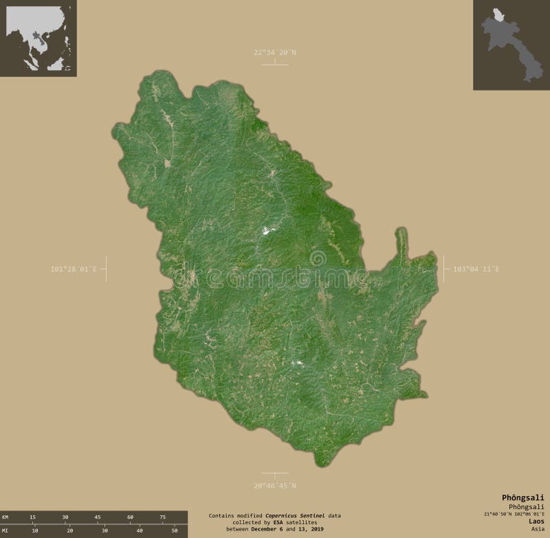 Composição do laos phongsali. satélite sentinel2