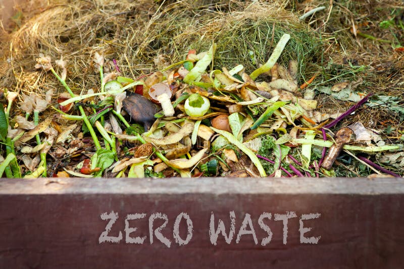 Compost Bin with Food Scraps and Grass Clippings. Stock Image Image
