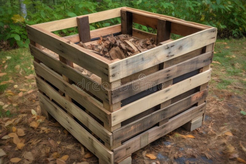 Compost Bin Made of Repurposed Wooden Pallets Stock Image Image of