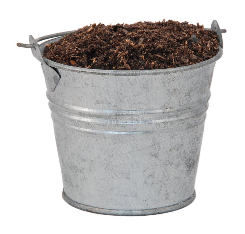 Compost / soil / dirt in a miniature metal bucket