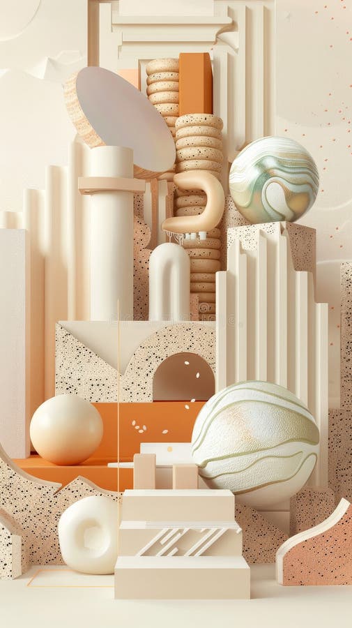 Compoziție geometrică abstractă cu forme minimaliste și culori neutre vector illustration