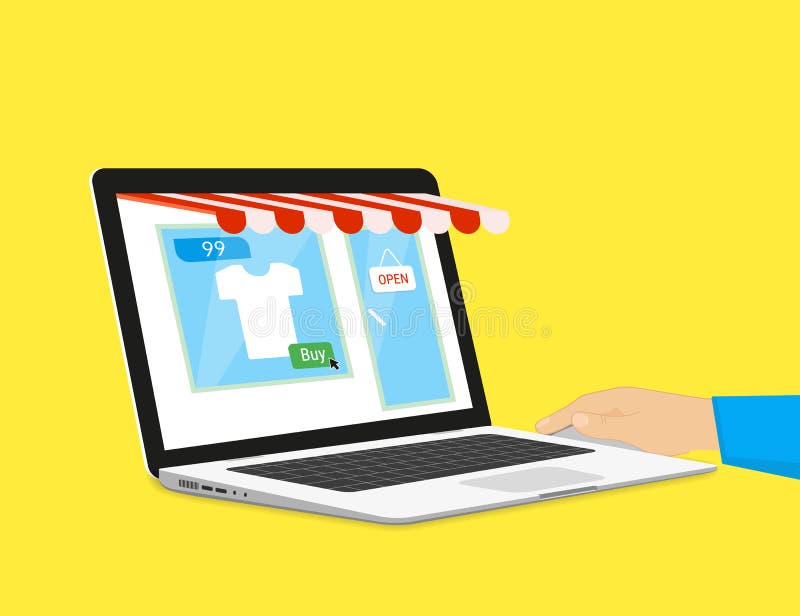 Compra em linha ilustração stock Compra em linha ilustração stock