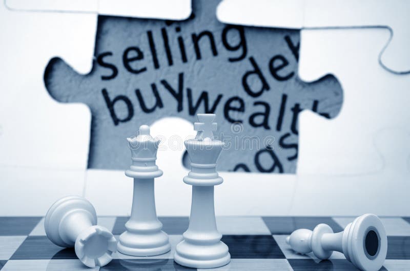 Comprar quebra- cabeça de venda e conceito de xadrez foto de stock royalty free