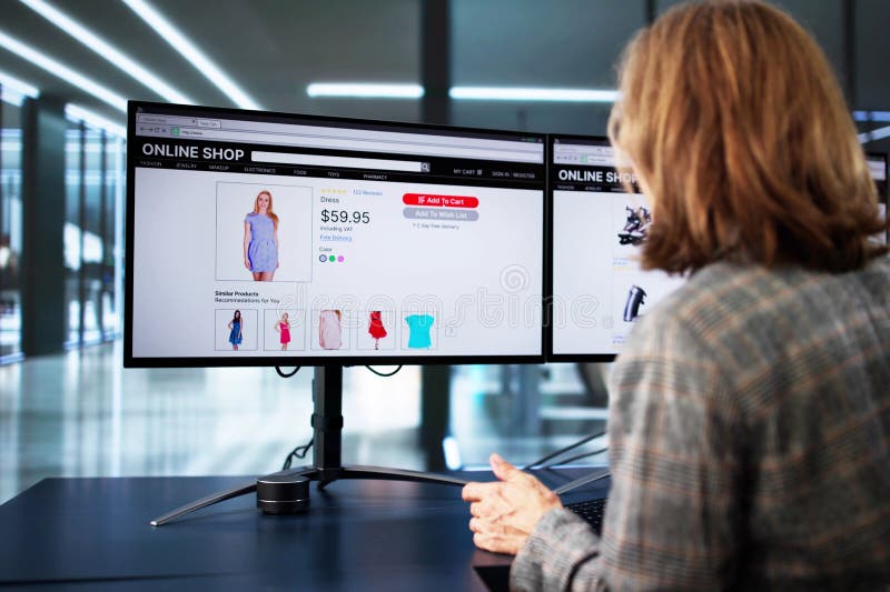 Compras de loja de Web sites online imagem de stock