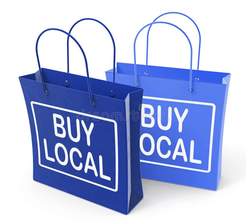 Compre bolsos locales promueven el comprar de productos localmente libre illustration Compre bolsos locales promueven el comprar de productos localmente libre illustration
