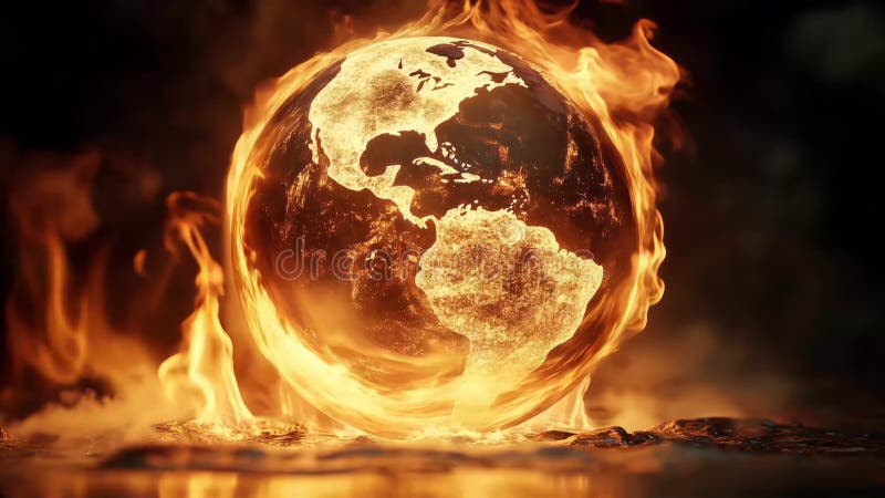 Comprender el calentamiento global y sus consecuencias mediante los efectos de los incendios y la sensibilización ilustración del vector