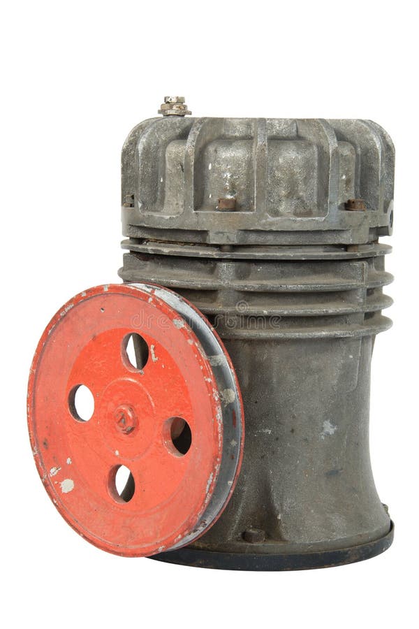 El Motor Y La Polea En El Compresor De Aire Foto de archivo Imagen de