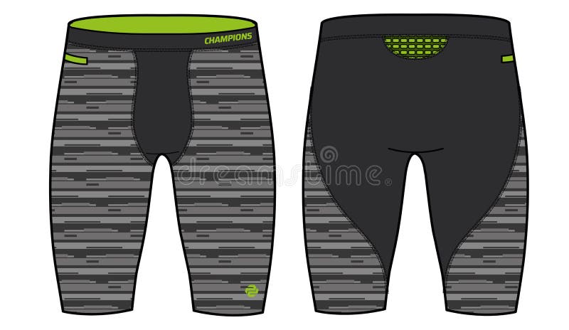 Compression Cycling Shorts design vector template, Bike Shorts tights concept with front and back view for Cycling, bicycle and